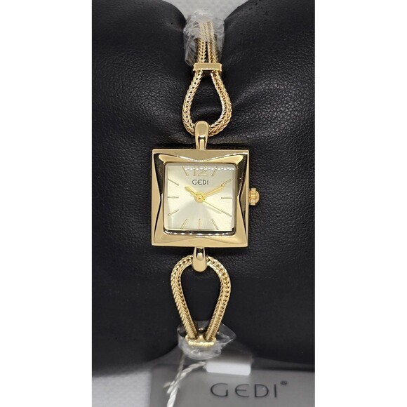 Gedi Accessories - Women's Gedi Square Gold Tone Dial Quartz Chain Rope Bracelet Fashion Watch 08